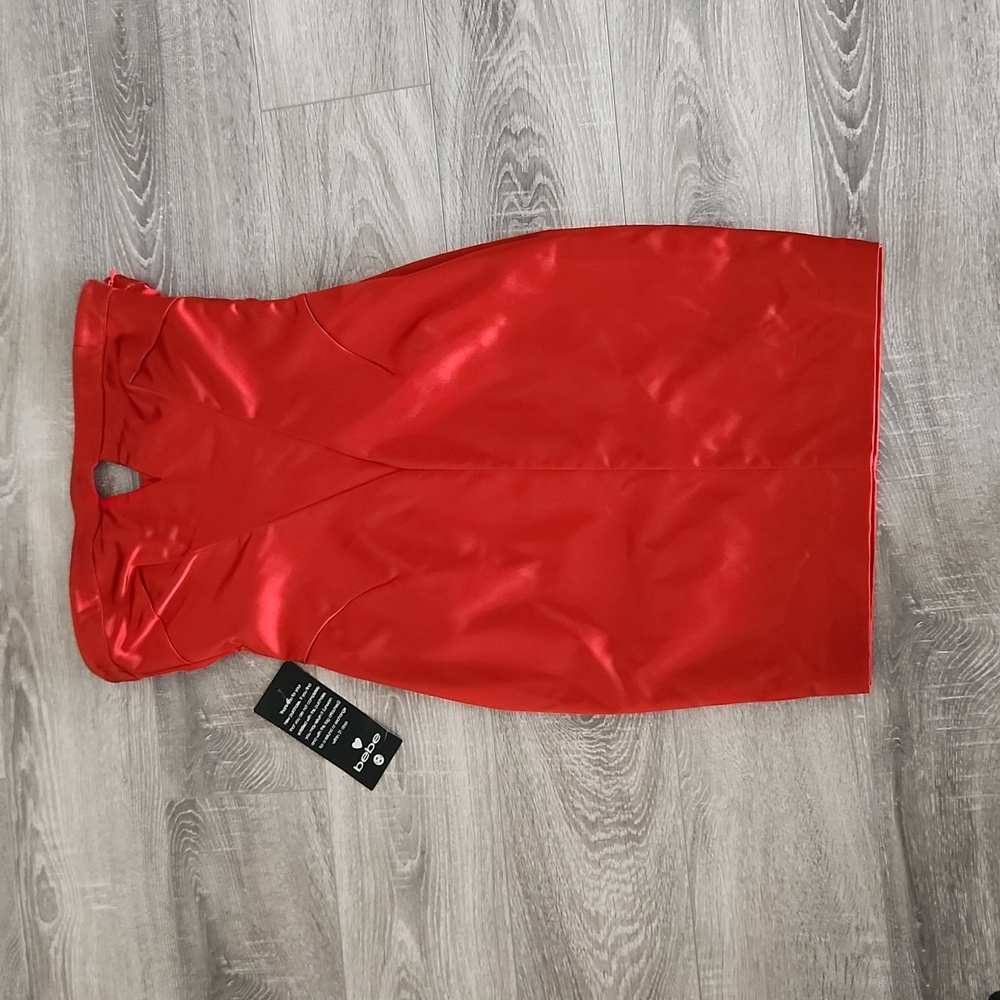 NWT satin red bebe y2k mini tube top strapless dress
